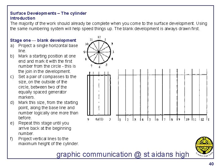 Surface Developments – The cylinder Introduction The majority of the work should already be