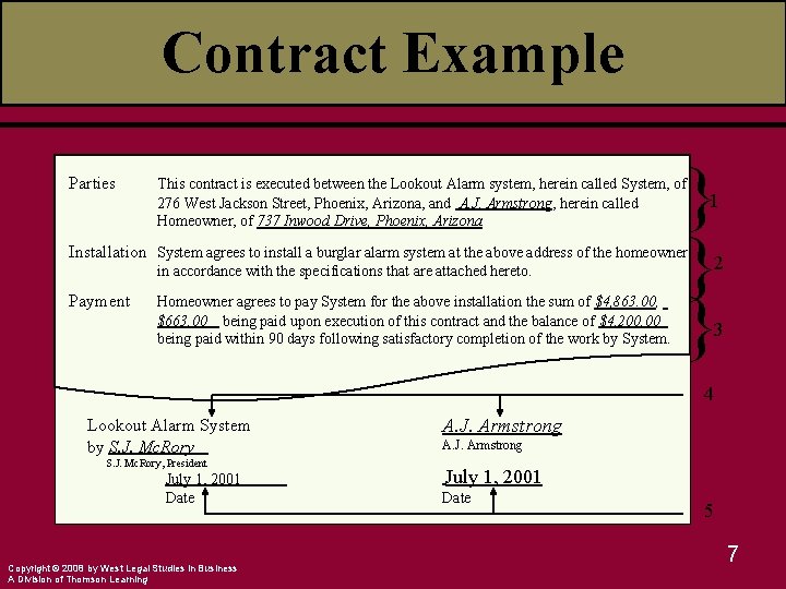 Contract Example Parties } } } This contract is executed between the Lookout Alarm