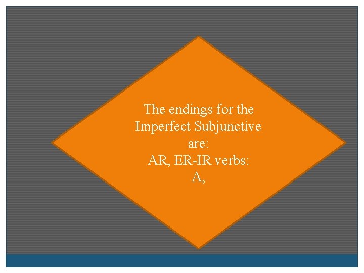 The endings for the Imperfect Subjunctive are: AR, ER-IR verbs: A, 