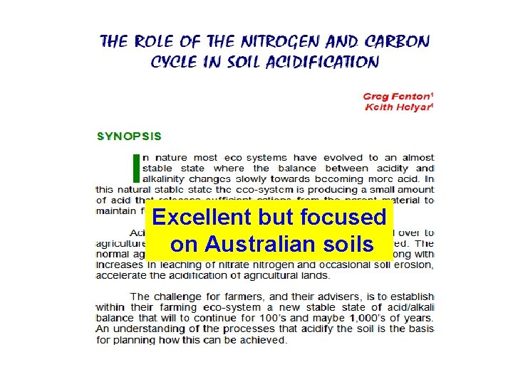 Excellent but focused on Australian soils 