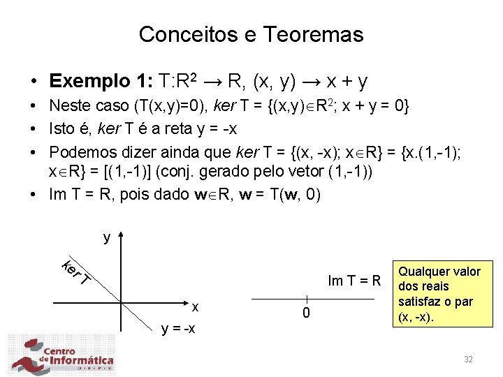 Conceitos e Teoremas • Exemplo 1: T: R 2 → R, (x, y) →