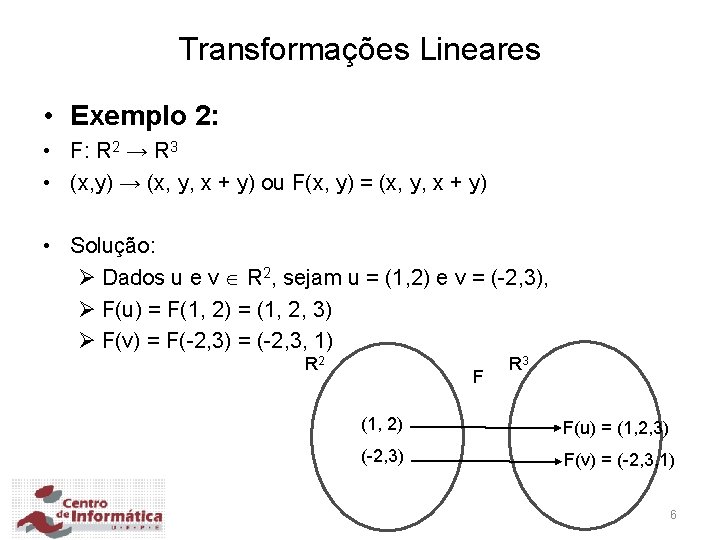 Transformações Lineares • Exemplo 2: • F: R 2 → R 3 • (x,