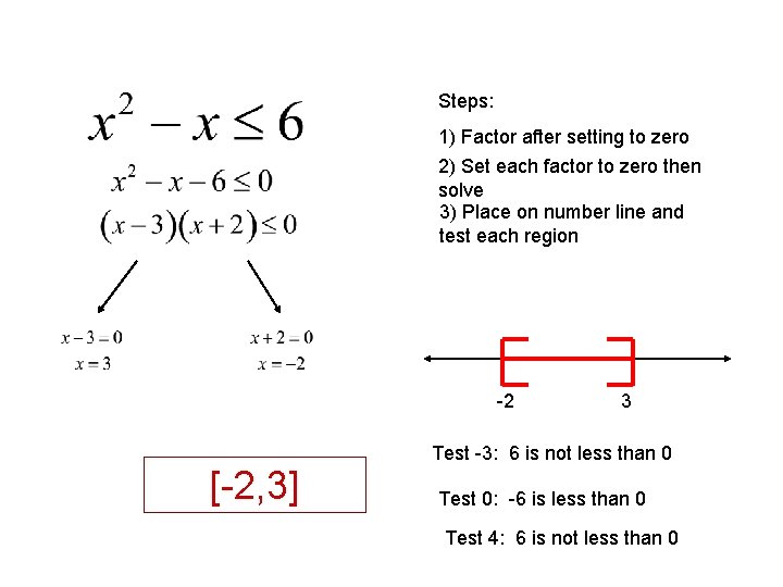 Steps: 1) Factor after setting to zero 2) Set each factor to zero then