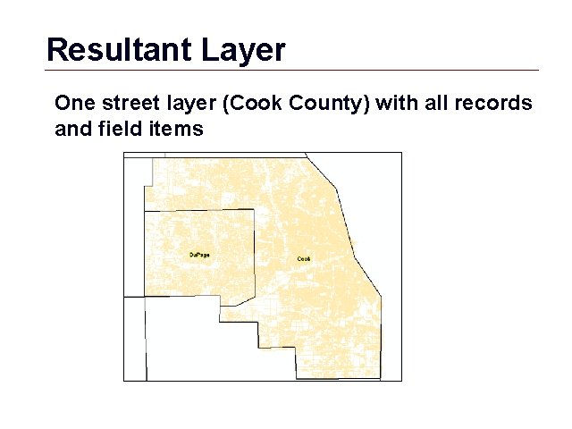 Resultant Layer One street layer (Cook County) with all records and field items GIS