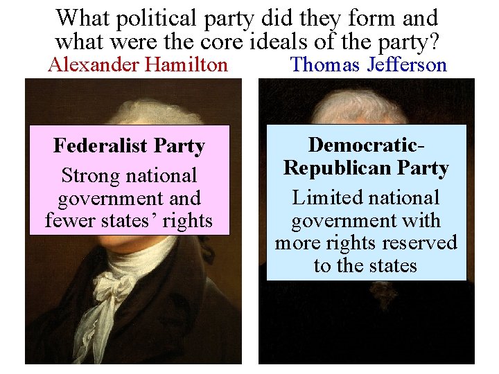 What political party did they form and what were the core ideals of the