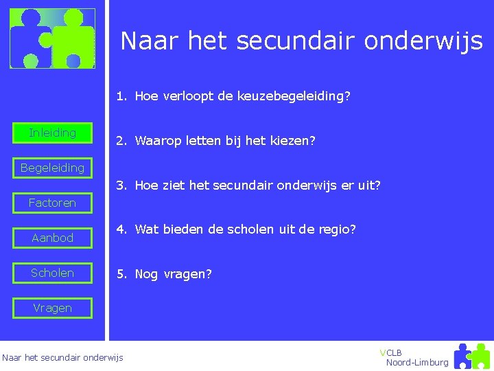 Naar het secundair onderwijs 1. Hoe verloopt de keuzebegeleiding? Inleiding 2. Waarop letten bij