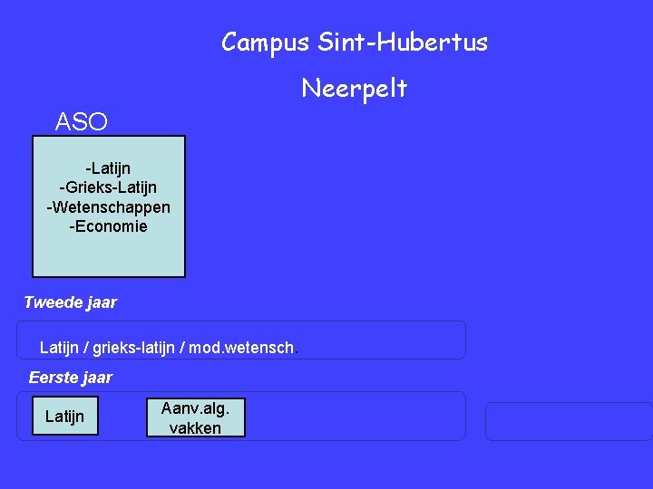 Campus Sint-Hubertus Neerpelt ASO Latijn -Latijn Economie -Grieks-Latijn Wetenschappen -Wetenschappen Humane weten -Economie schapen