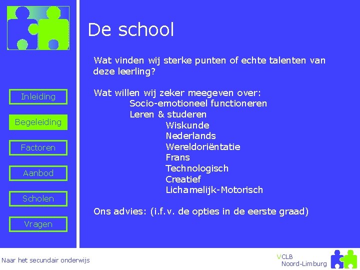 De school Wat vinden wij sterke punten of echte talenten van deze leerling? Inleiding