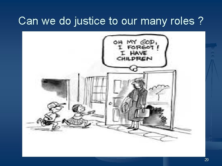 Can we do justice to our many roles ? 29 