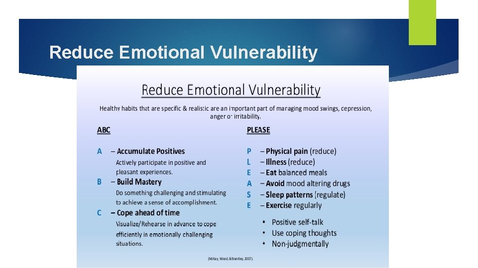 Reduce Emotional Vulnerability 