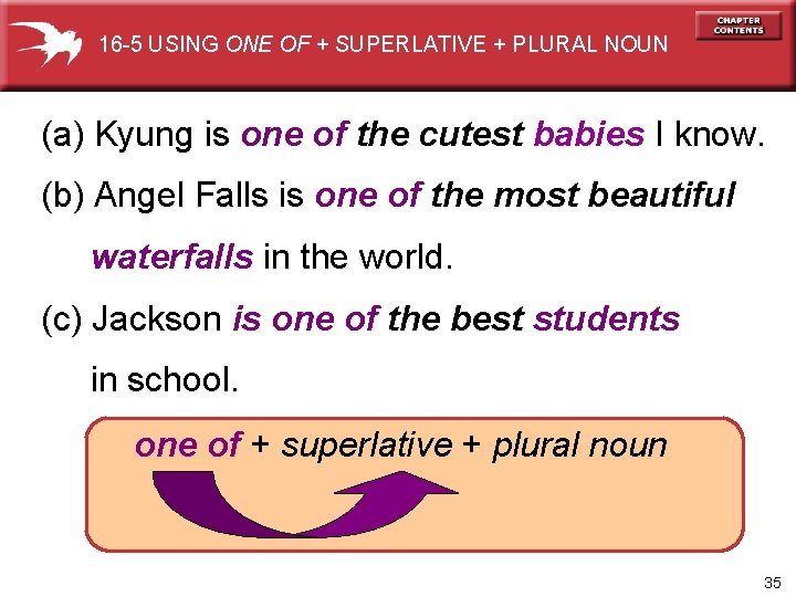16 -5 USING ONE OF + SUPERLATIVE + PLURAL NOUN (a) Kyung is one