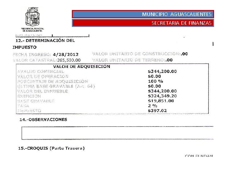 MUNICIPIO AGUASCALIENTES SECRETARIA DE FINANZAS 