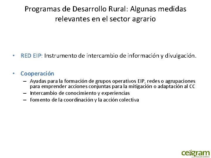 Programas de Desarrollo Rural: Algunas medidas relevantes en el sector agrario • RED EIP: