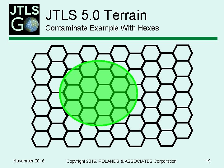 JTLS 5. 0 Terrain Contaminate Example With Hexes November 2016 Copyright 2016, ROLANDS &