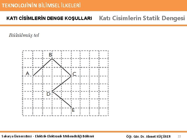 TEKNOLOJİNİN BİLİMSEL İLKELERİ KATI CİSİMLERİN DENGE KOŞULLARI Sakarya Üniversitesi - Elektrik-Elektronik Mühendisliği Bölümü Katı