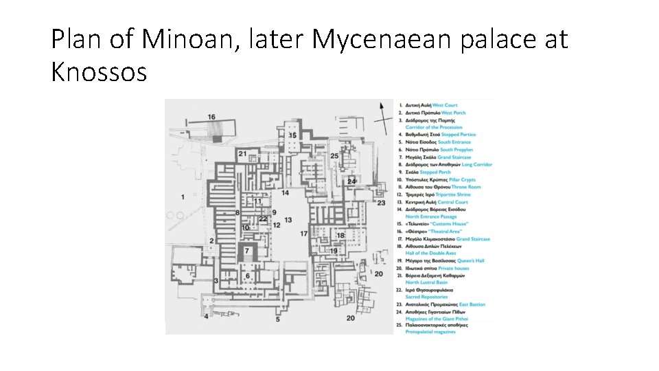 Plan of Minoan, later Mycenaean palace at Knossos 
