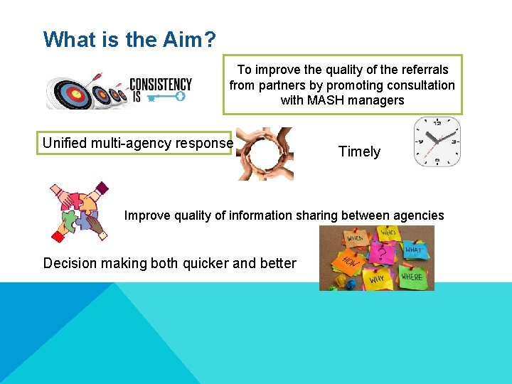 What is the Aim? To improve the quality of the referrals from partners by
