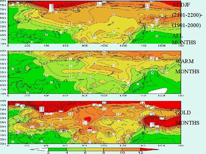 ΔT DJF (2101 -2200)(1901 -2000) ALL MONTHS WARM MONTHS COLD MONTHS 