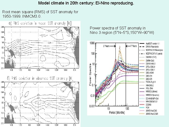 Model climate in 20 th century: El-Nino reproducing. Root mean square (RMS) of SST