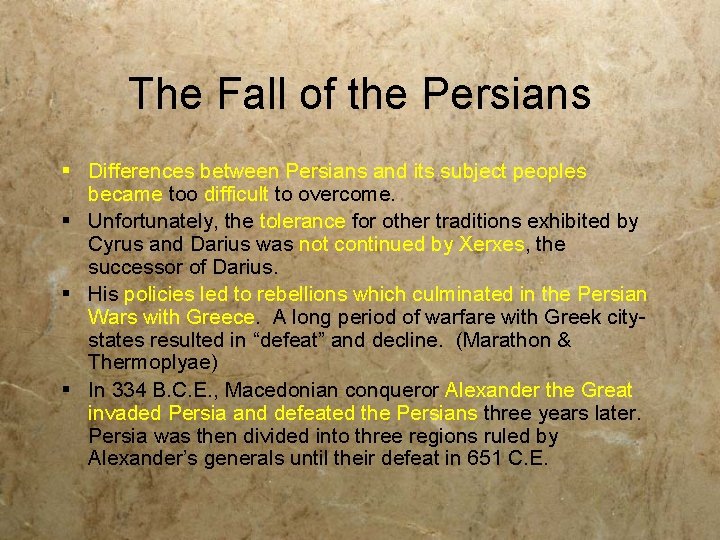 The Fall of the Persians § Differences between Persians and its subject peoples became