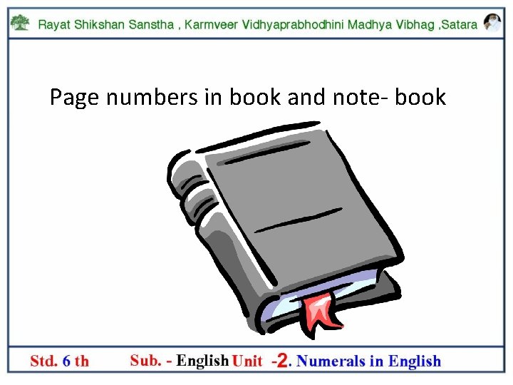 Page numbers in book and note- book 