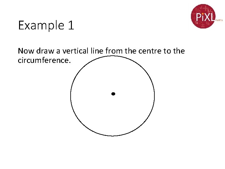 Example 1 Now draw a vertical line from the centre to the circumference. 