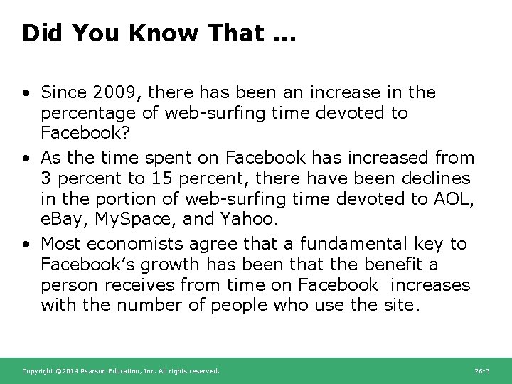 Did You Know That. . . • Since 2009, there has been an increase