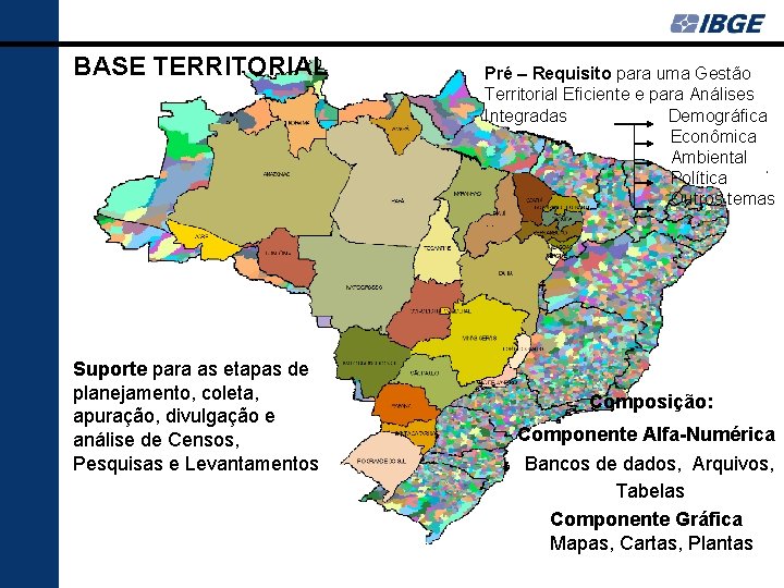 BASE TERRITORIAL Suporte para as etapas de planejamento, coleta, apuração, divulgação e análise de