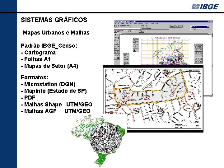 SISTEMAS GRÁFICOS Mapas Urbanos e Malhas Padrão IBGE_Censo: - Cartograma - Folhas A 1