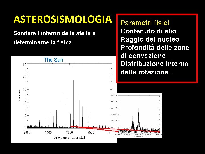 ASTEROSISMOLOGIA Sondare l’interno delle stelle e determinarne la fisica The Sun Parametri fisici Contenuto