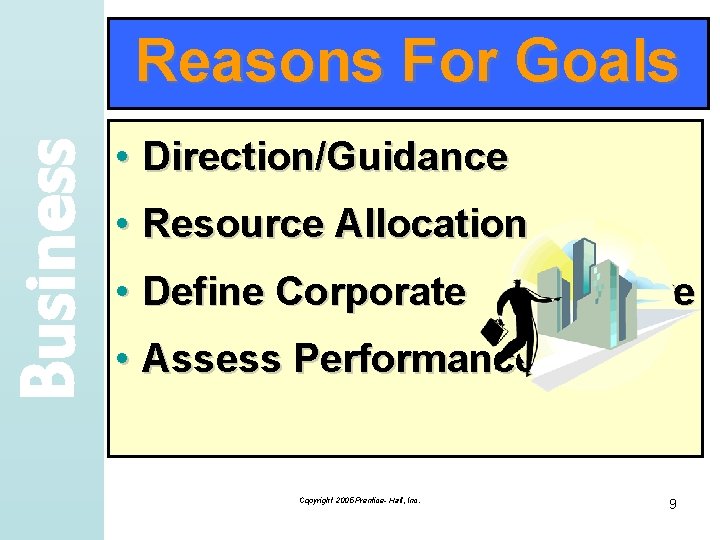 Business Reasons For Goals • Direction/Guidance • Resource Allocation • Define Corporate Culture •