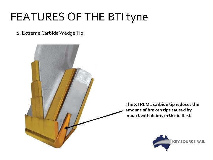 FEATURES OF THE BTI tyne 2. Extreme Carbide Wedge Tip The XTREME carbide tip