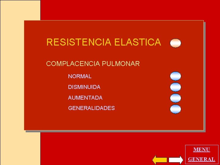 RESISTENCIA ELASTICA COMPLACENCIA PULMONAR NORMAL DISMINUIDA AUMENTADA GENERALIDADES MENU GENERAL 