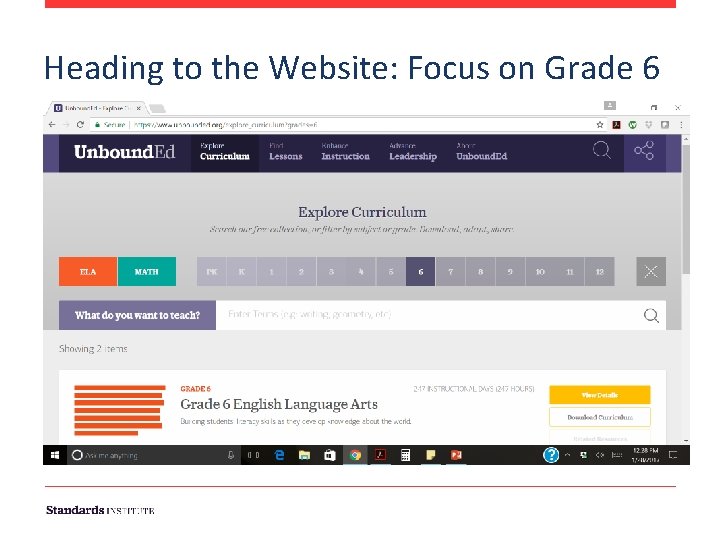 Heading to the Website: Focus on Grade 6 