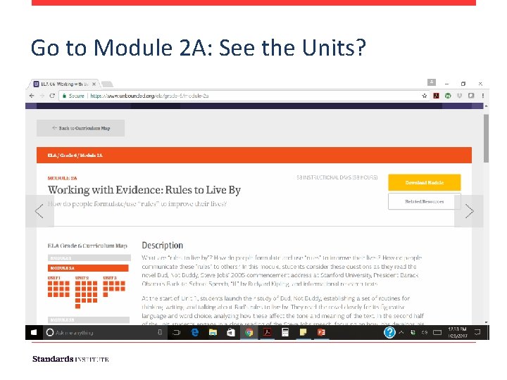 Go to Module 2 A: See the Units? 