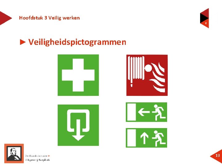 Hoofdstuk 3 Veilig werken ► Veiligheidspictogrammen 13 