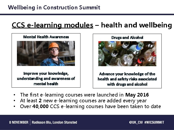Wellbeing in Construction Summit CCS e-learning modules – health and wellbeing Mental Health Awareness