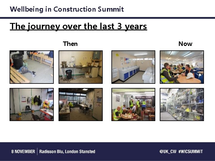 Wellbeing in Construction Summit The journey over the last 3 years Then Now 