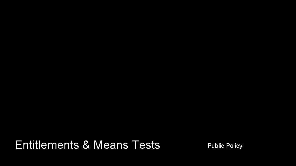 Entitlements & Means Tests Public Policy 