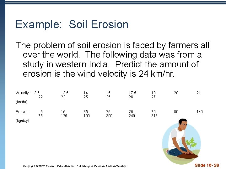 Example: Soil Erosion The problem of soil erosion is faced by farmers all over