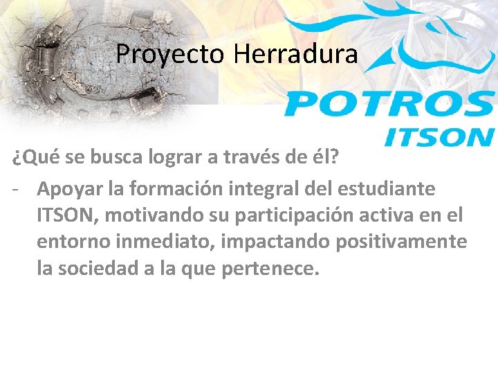 Proyecto Herradura ¿Qué se busca lograr a través de él? - Apoyar la formación