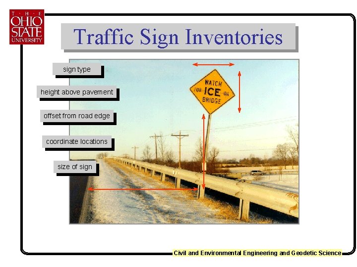 Traffic Sign Inventories sign type height above pavement offset from road edge coordinate locations