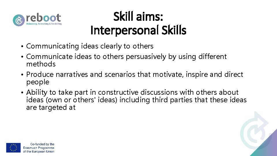 Skill aims: Interpersonal Skills • Communicating ideas clearly to others • Communicate ideas to