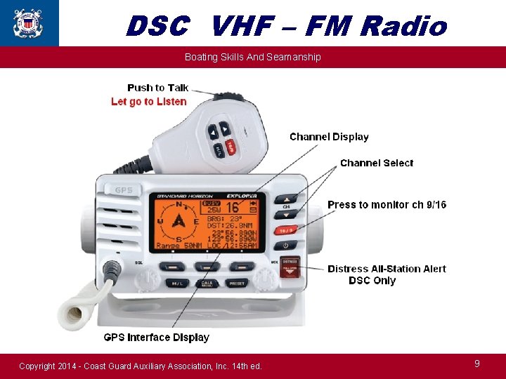 DSC VHF – FM Radio Boating Skills And Seamanship Copyright 2014 - Coast Guard