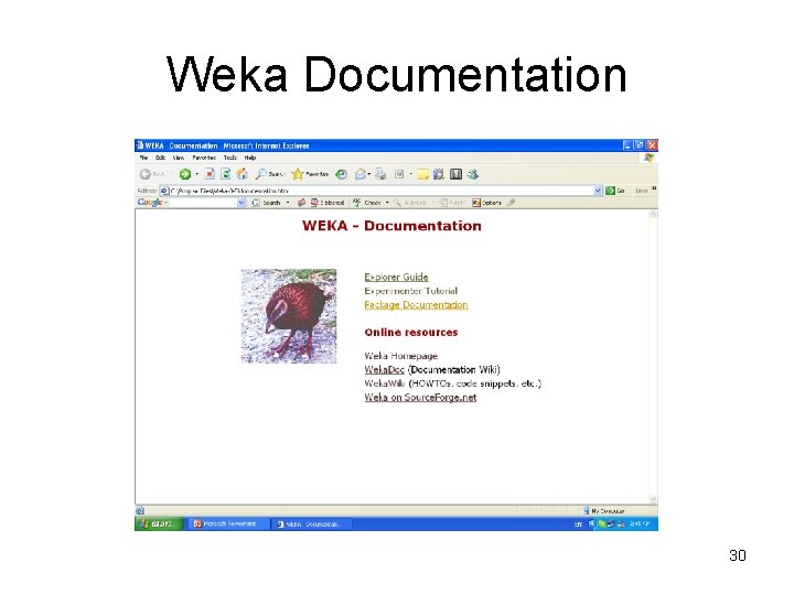 Weka Documentation 30 