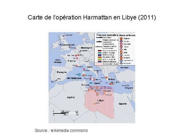 Carte de l’opération Harmattan en Libye (2011) Source : wikimedia commons 