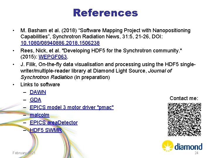 References • • M. Basham et al. (2018) “Software Mapping Project with Nanopositioning Capabilities”,