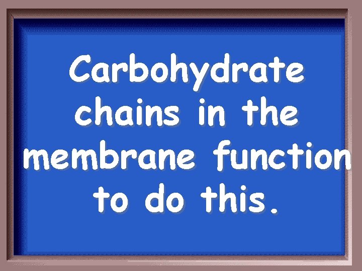Carbohydrate chains in the membrane function to do this. 