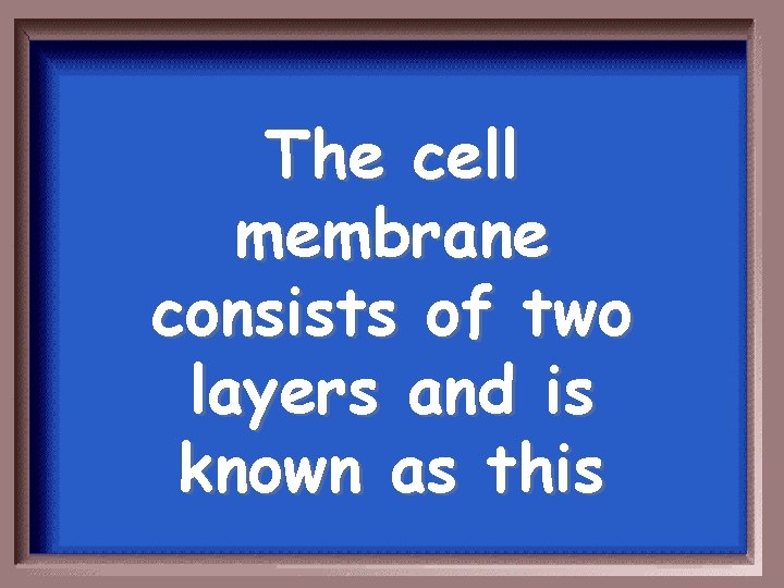 The cell membrane consists of two layers and is known as this 