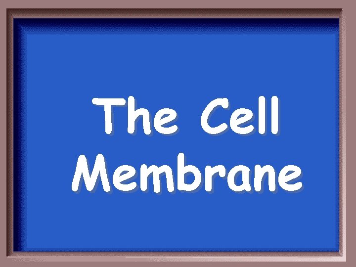 The Cell Membrane 